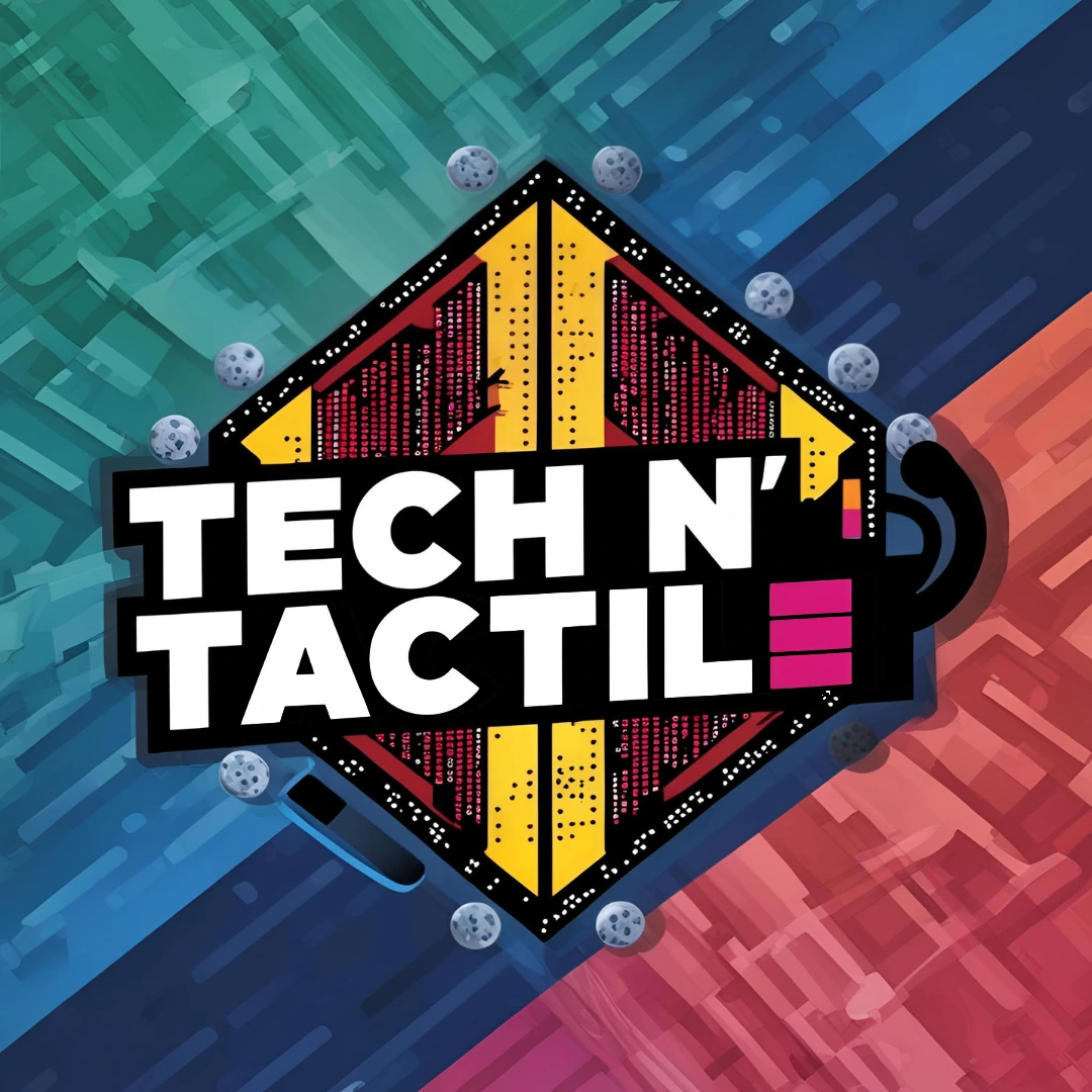 Logo of Tech N' Tactile Podcast featuring a microphone icon
